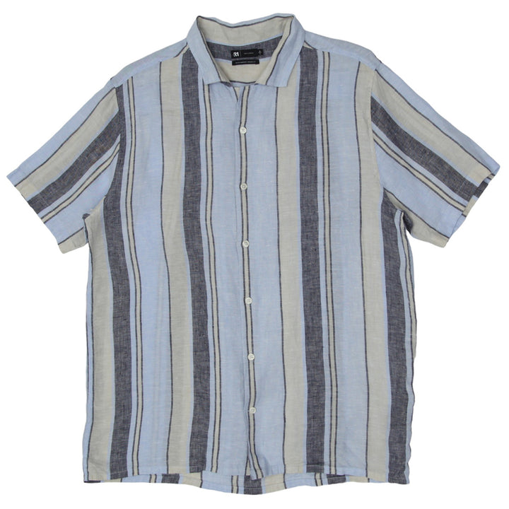 Mens Le31 Par Simons Striped Short Sleeve Linen Shirt