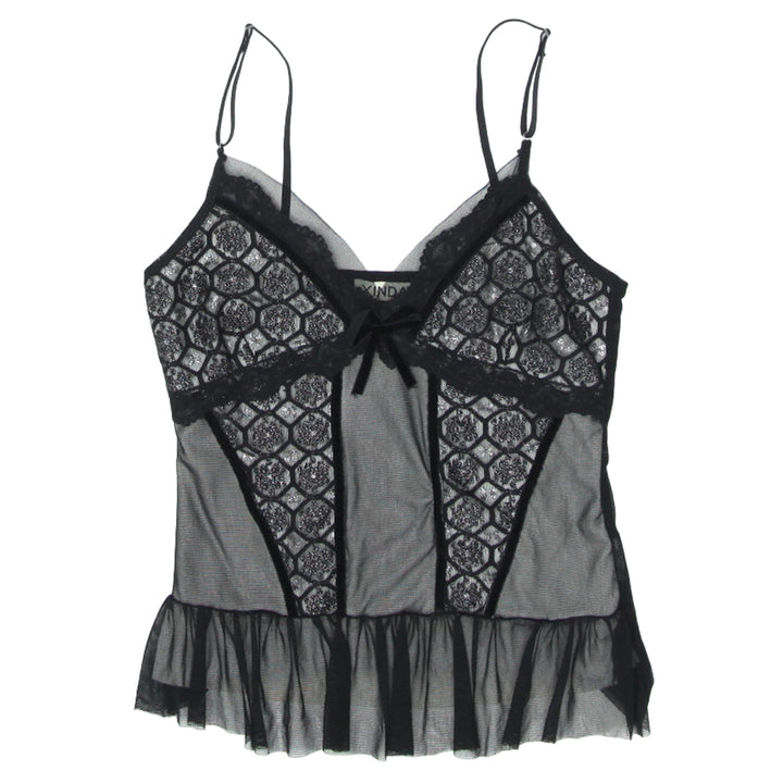 Y2K Strappy Black Mesh Top