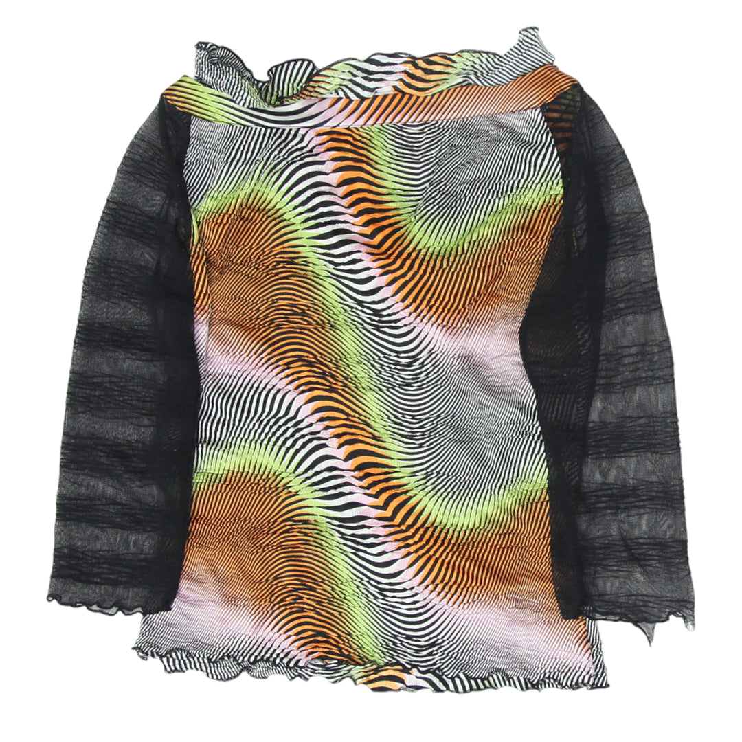 Y2K Mesh Sleeve Printed Top