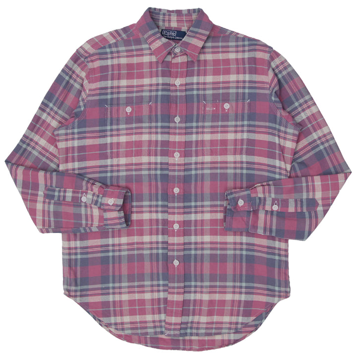 Mens Polo Ralph Lauren Pink Checkered Long Sleeve Shirt