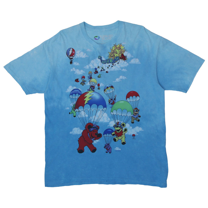 Mens Liquid Blue Grateful Dead Parachute Bear T-Shirt