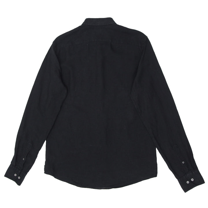 Mens Untuckit Long Sleeve Black Linen Shirt