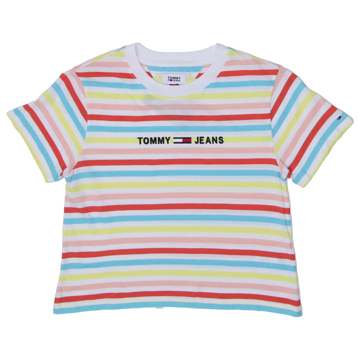 Ladies Tommy Jeans Stripe Crop T-Shirt