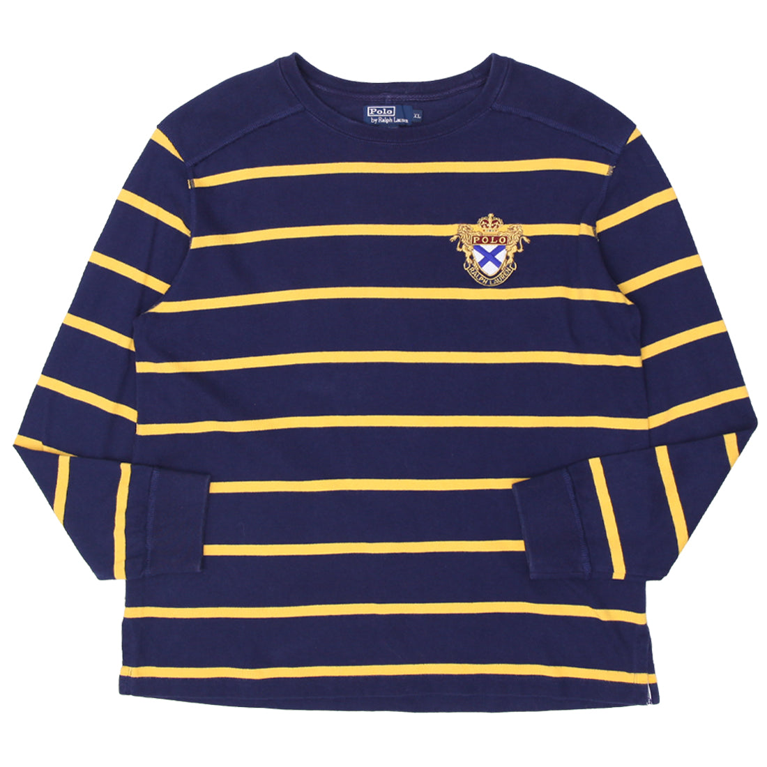 Vintage Polo by Ralph Lauren 7 Navy Yellow Stripe Sweatshirt Size XL