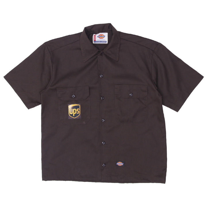 Mens Dickies Customized UPS Crop Work Shirt Brown