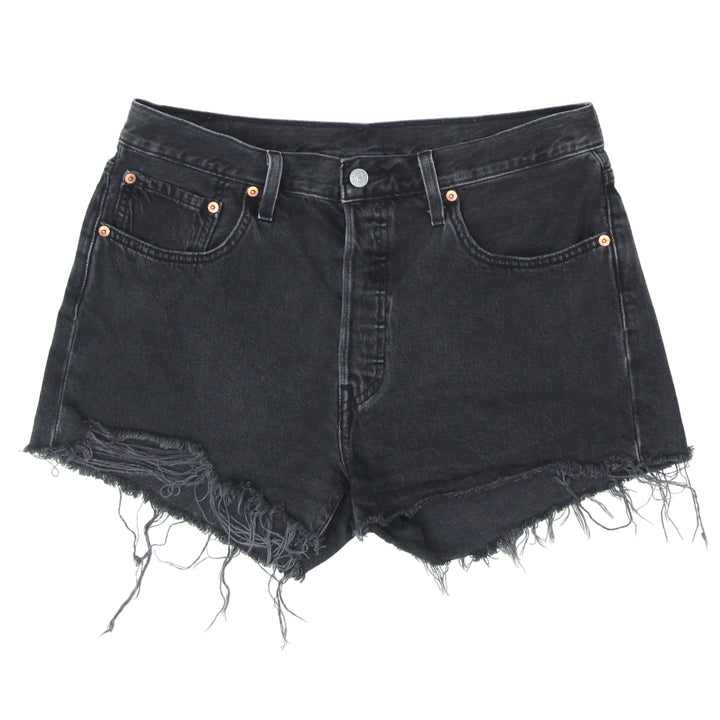 Ladies Levi Strauss 501 Ripped Black Denim Shorts