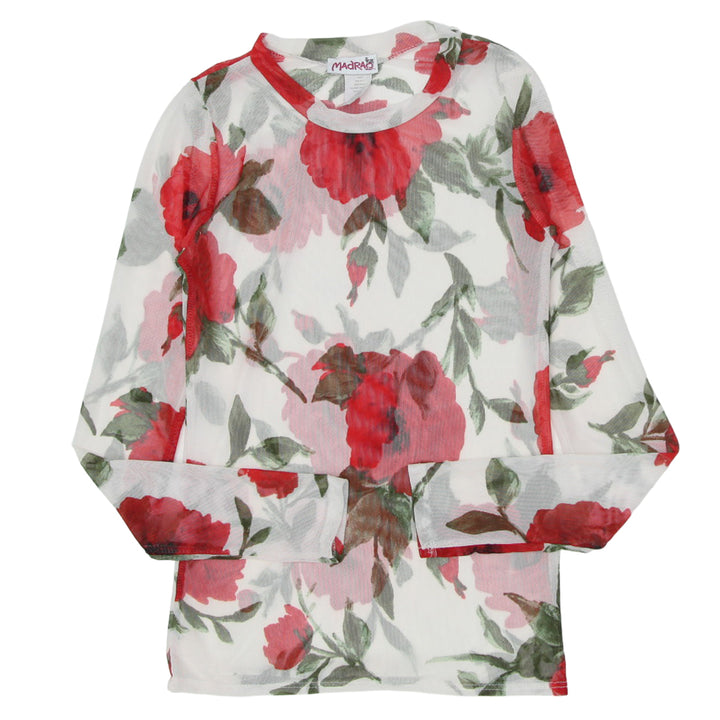 Y2K Mesh Floral Long Sleeve Top