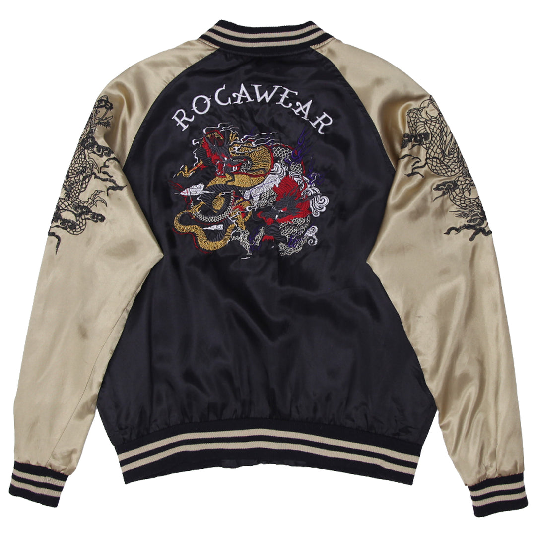 Mens Y2K Rocawear Embroidered Dragon Bomber Jacket