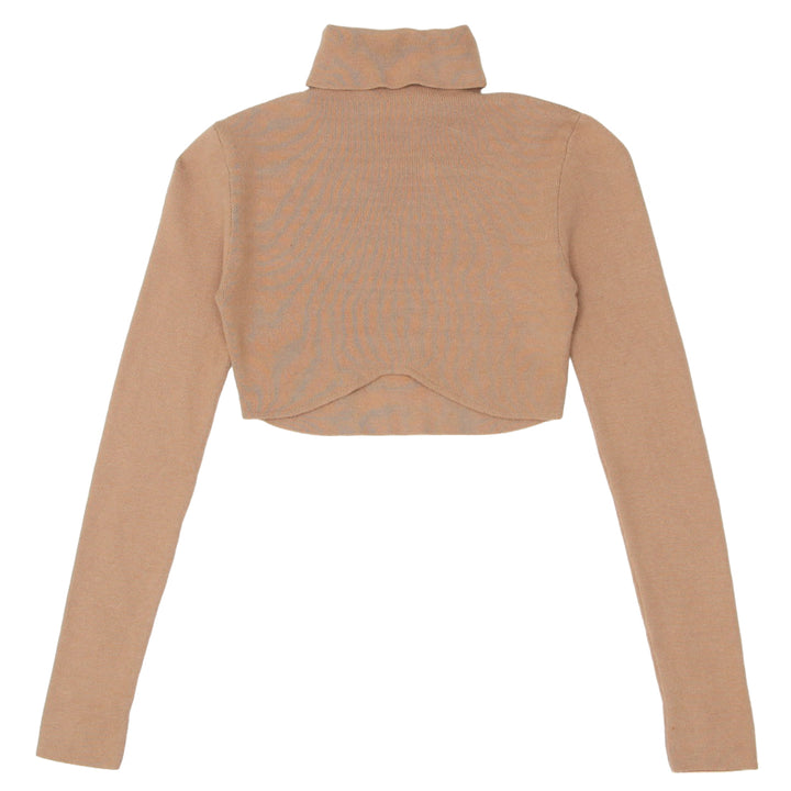 Ladies Turtle Neck Long Sleeve Crop Sweater Top