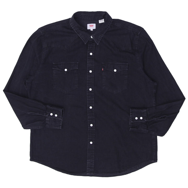 Mens Levi Strauss Pearl Button Long Sleeve Black Shirt