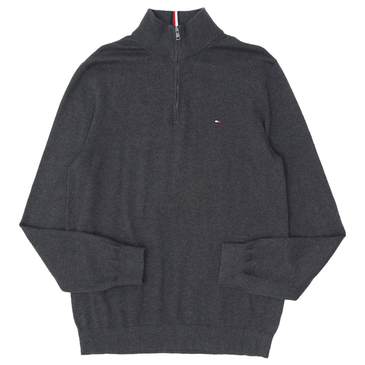 Mens Tommy Quarter Zip Gray Sweater