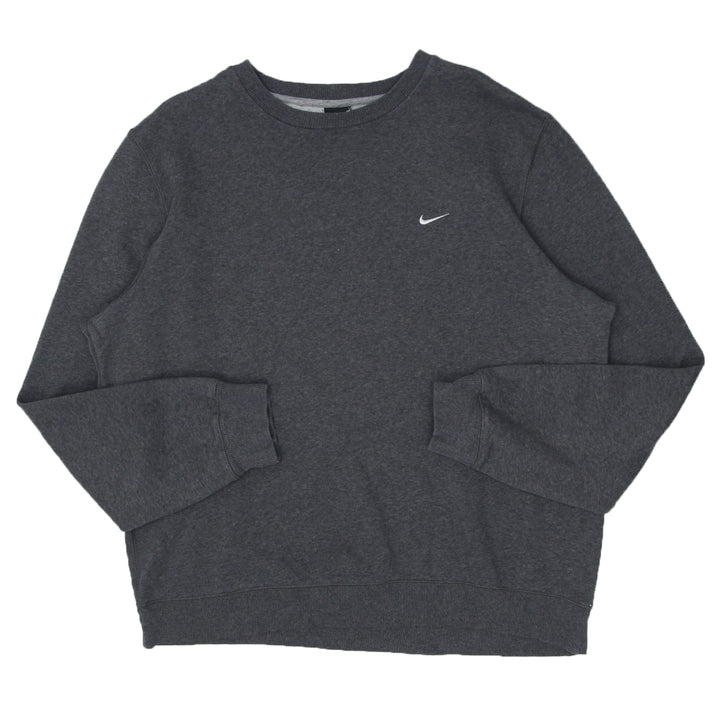 Mens Nike Swoosh Embroidered Gray Crewneck Sweatshirt