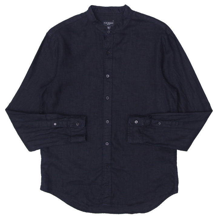 Mens Club Monaco Slim Fit Black Long Sleeve Linen Shirt