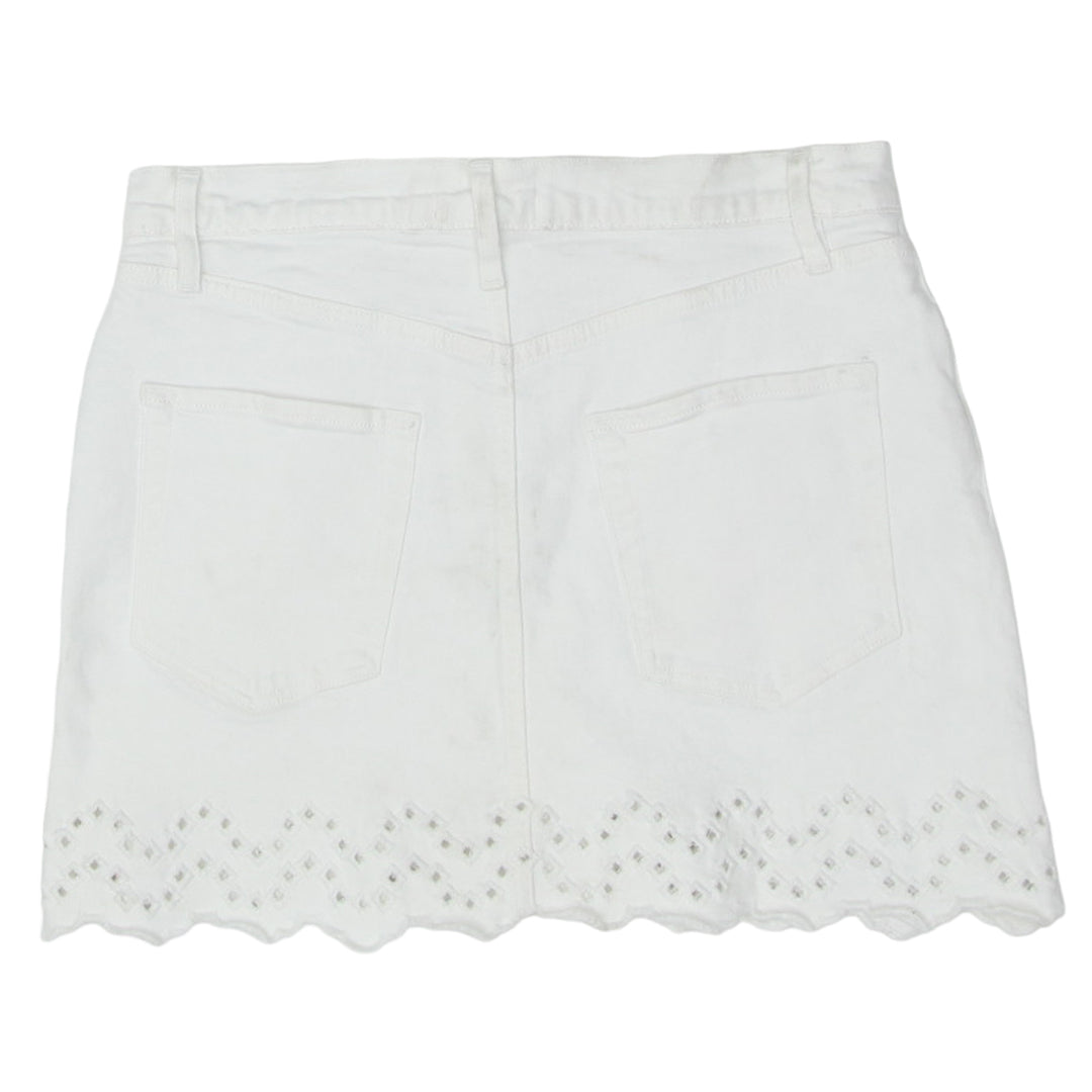 Ladies White Denim Mini Skirt