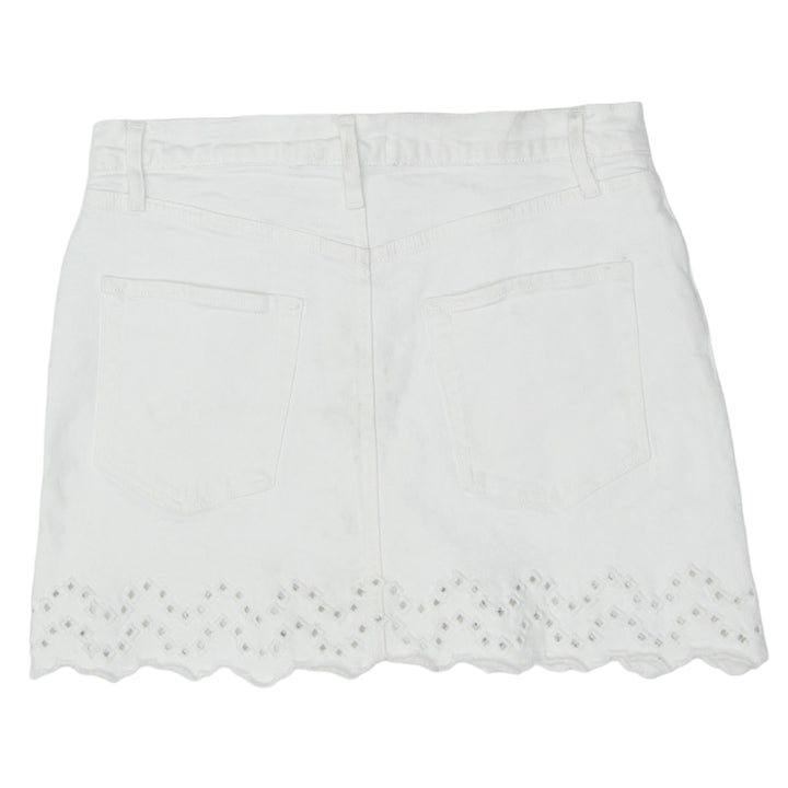 Ladies White Denim Mini Skirt