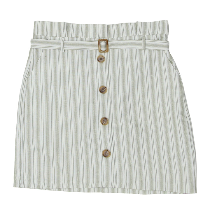 Ladies Koton Belted Striped Mini Skirt