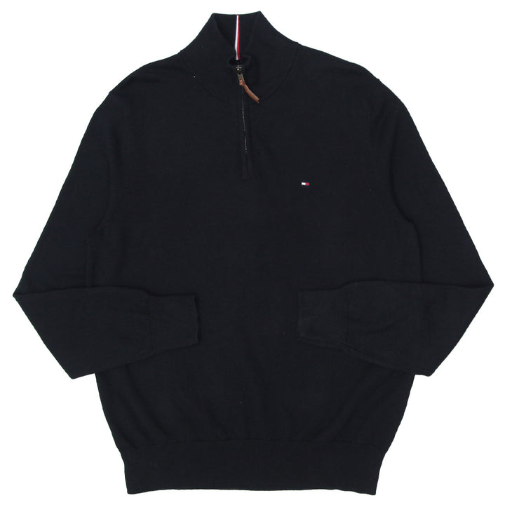 Mens Tommy Hilfiger Quarter Zip Black Sweater