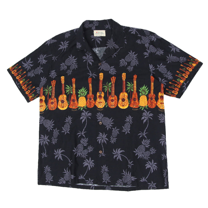 Vintage Royal Hawaiin Creations Guitar Pineapple Print Hawaiian Shirt