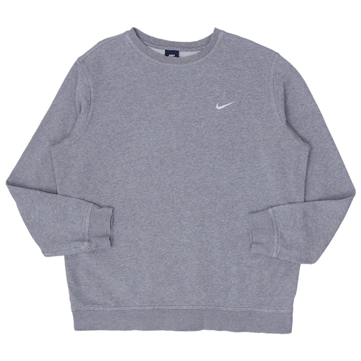 Mens Nike Swoosh Embroidered Crewneck Sweatshirt Gray