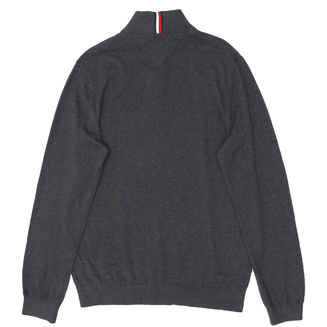 Mens Tommy Quarter Zip Gray Sweater