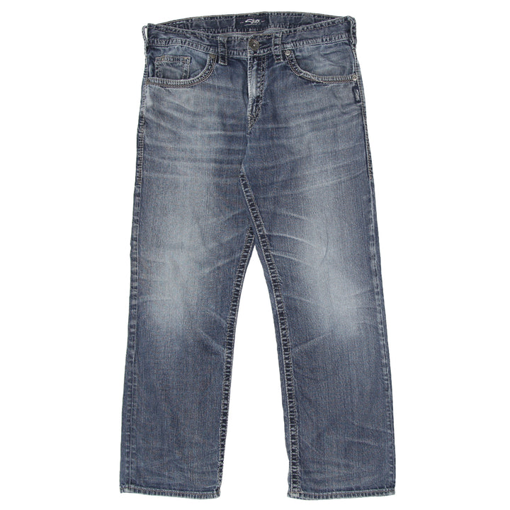 Mens Y2K Silver Jeans Straight Jeans