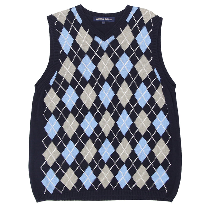 Mens West Coast Argyle V-Neck Sweater Vest