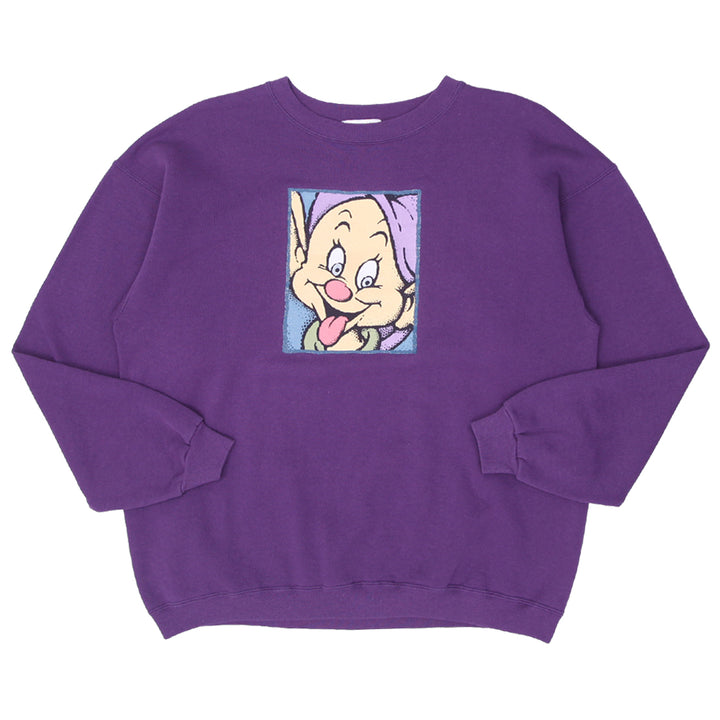 Mens The Disney Store Dopey Snow White Crewneck Sweatshirt Purple