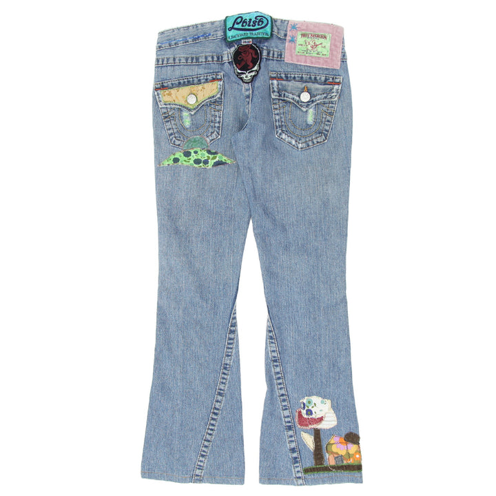 Y2K True Religion Patched Flare Jeans