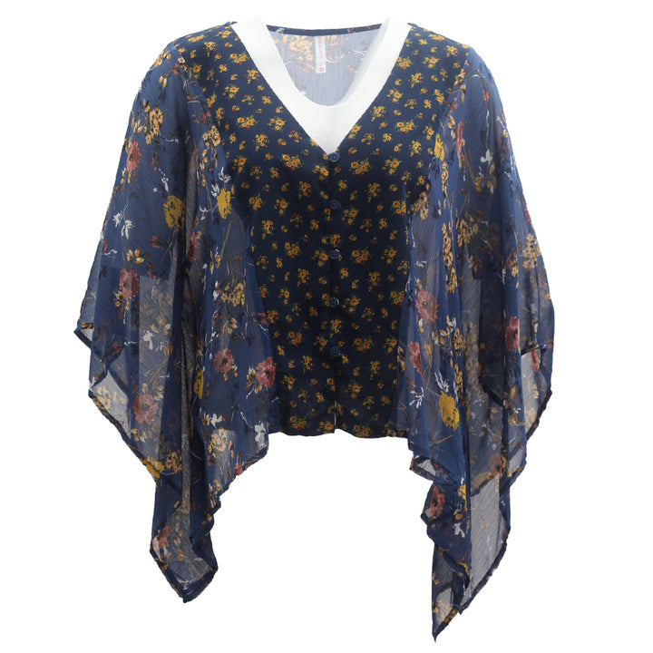 Ladies Xhilaration Batwing Sleeve Floral Top