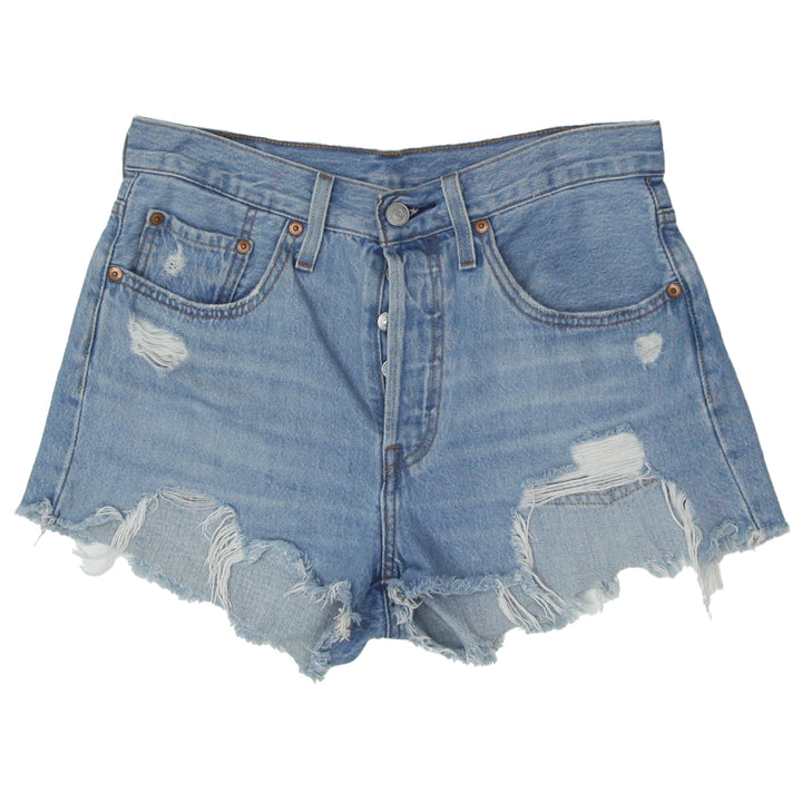 Ladies 501 Levis Ripped Denim Shorts