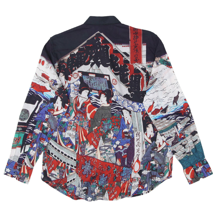 Mens Robert Graham Dragon Boat Geisha AOP Long Sleeve Shirt