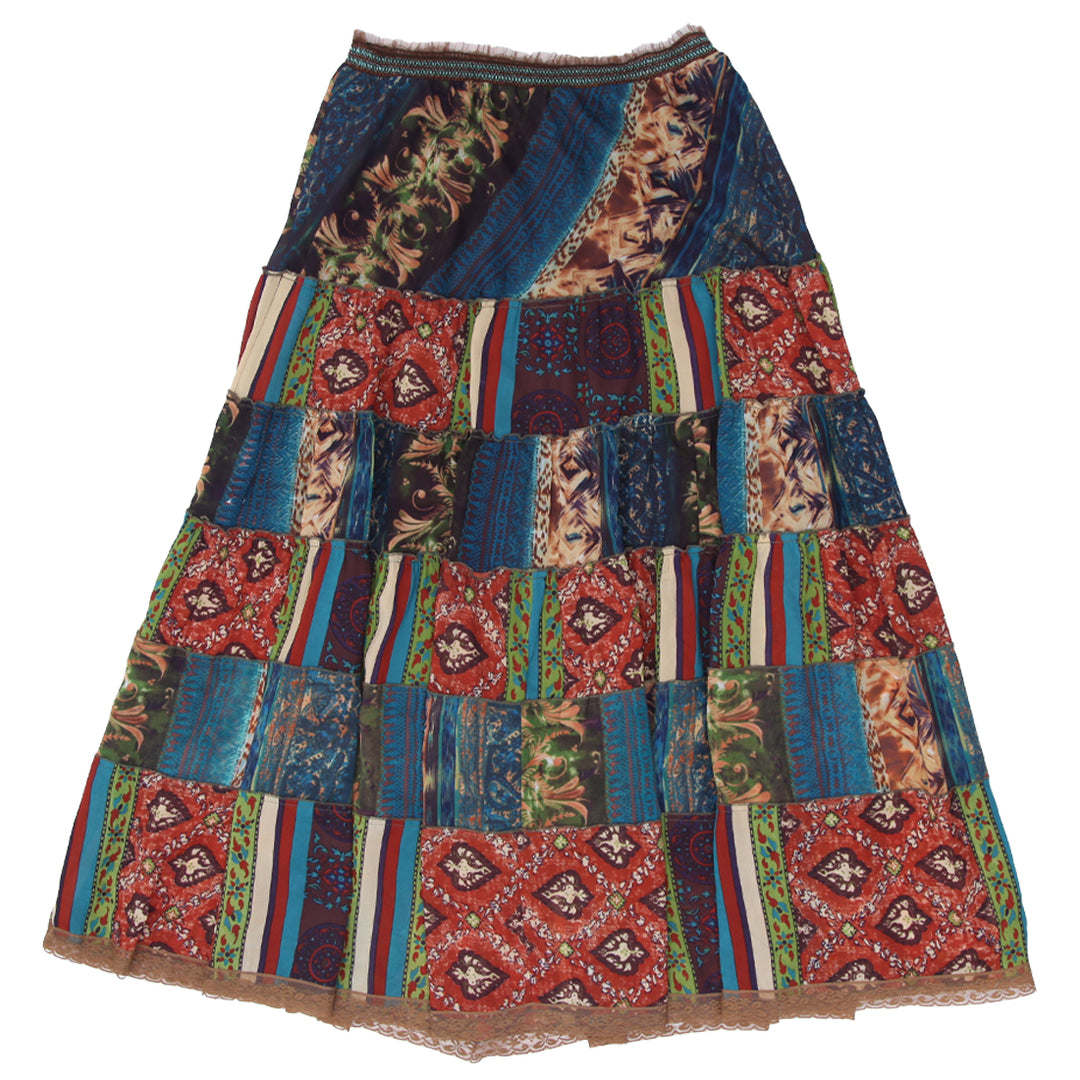 Y2K The Pyramid Collection Patchwork Boho Maxi Skirt