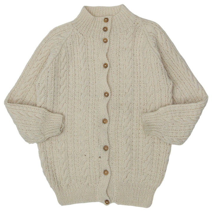 Vintage Cable Knit High Neck Sweater Cardigan