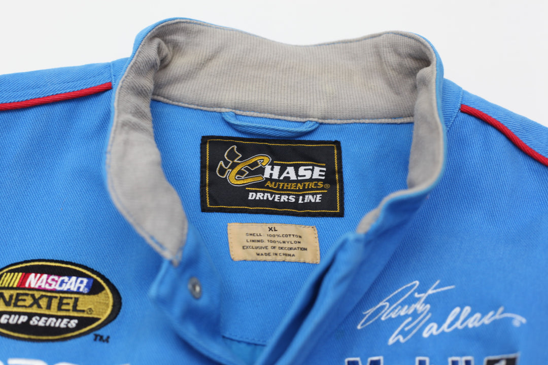 Vintage Chase Authentic Blue & Gray Rusty Wallace Miller Lite Racing Jacket