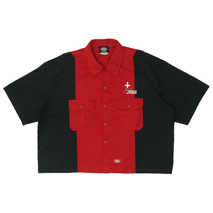 Mens Dickies Customized Black/Red Crop Work Shirt