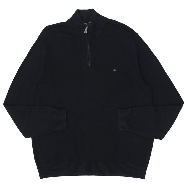 Mens Tommy Hilfiger Quarter Zip Black Sweater