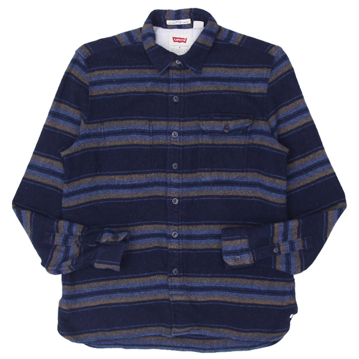 Mens Levi Strauss Standard Fit Stripe Flannel Shirt