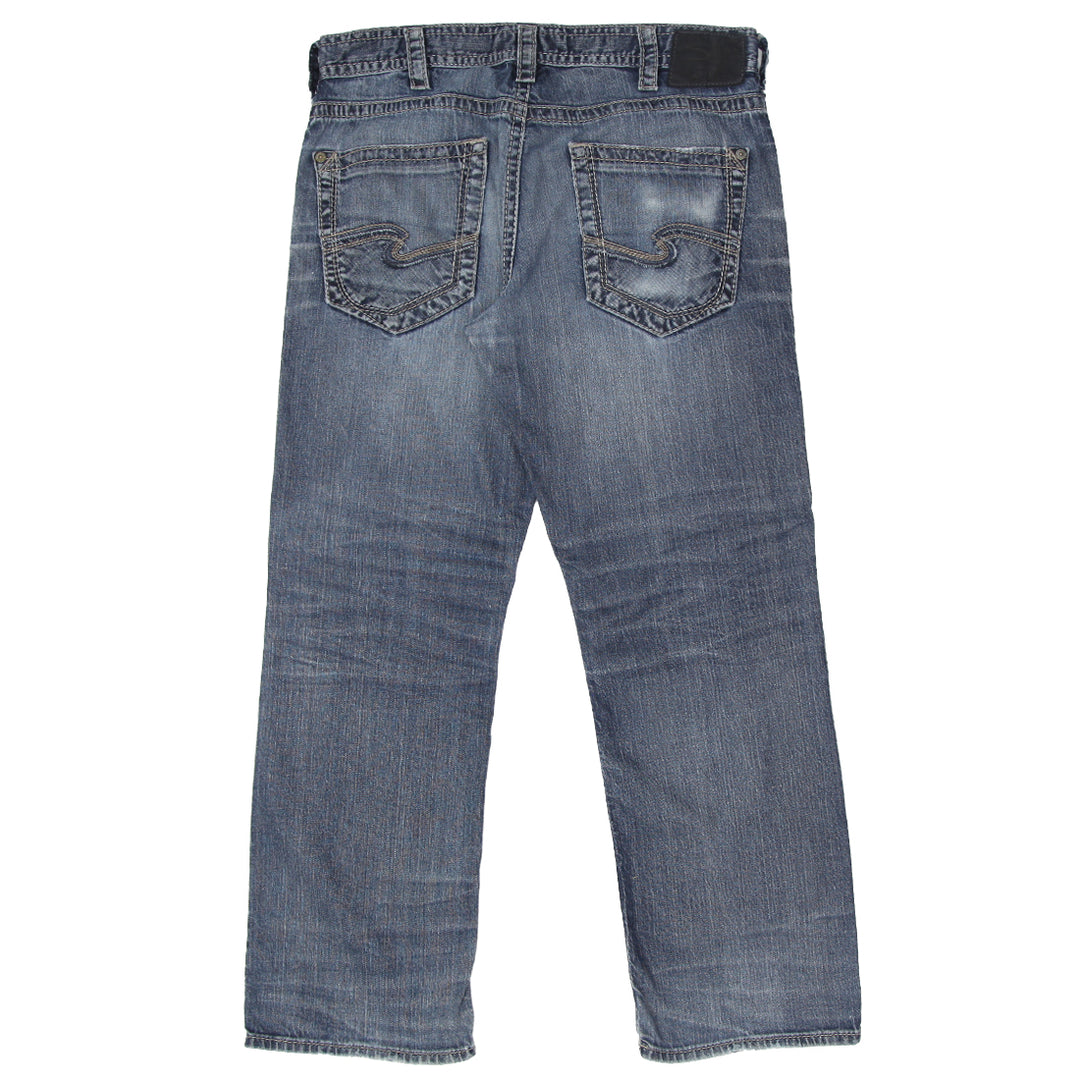 Mens Y2K Silver Jeans Straight Jeans