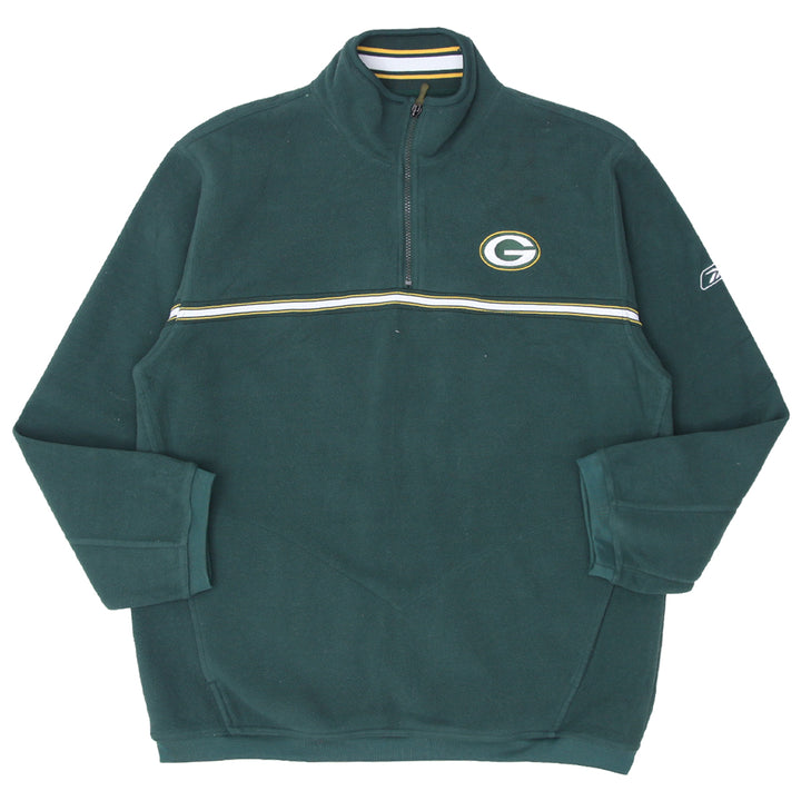 Mens Reebok NFL Green Bay Packers Football Quarter Zip Fleece Pullover