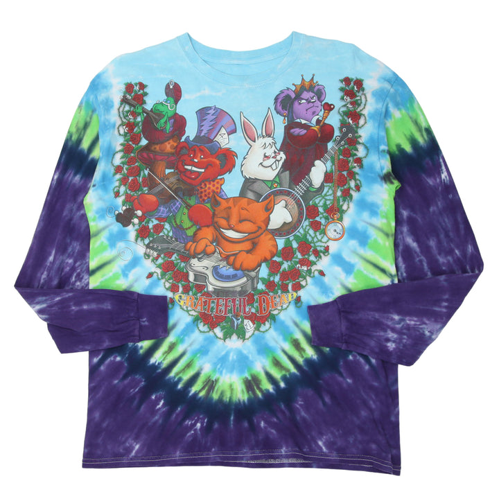 Mens Liquid Blue Grateful Dead Tie Dye Long Sleeve T-Shirt