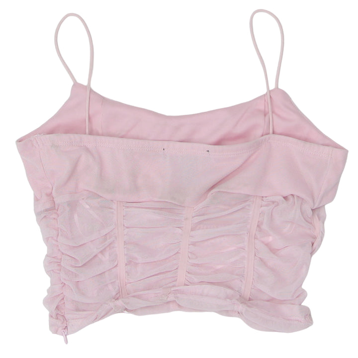 Ladies Streetwear Society Pink Mesh Crop Top