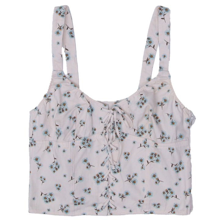 Ladies Victoria's Secret Lace Up Floral Crop Top