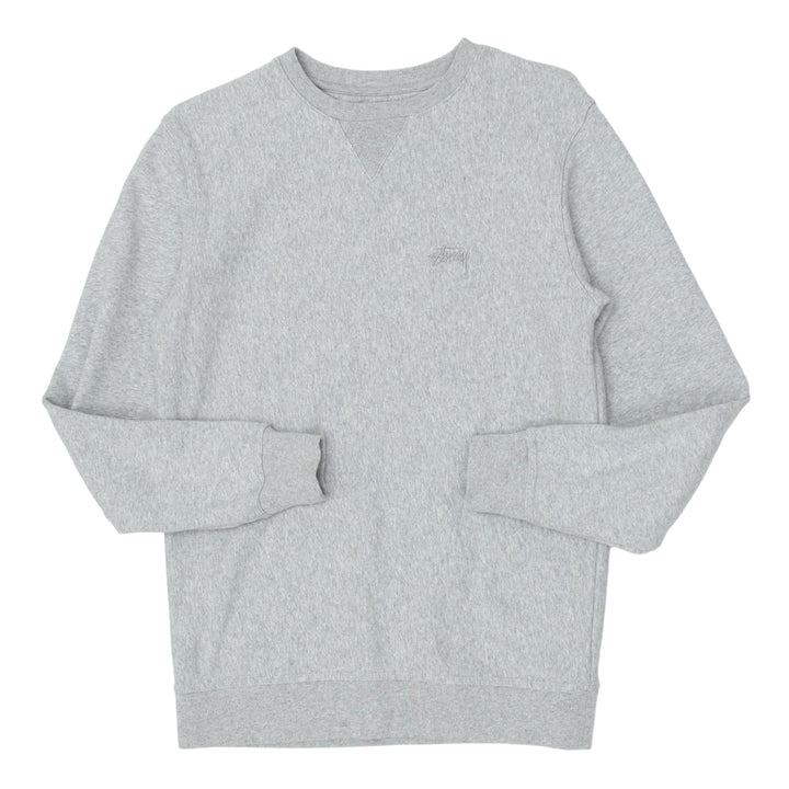 Mens Embroidered Stussy Gray Sweatshirt