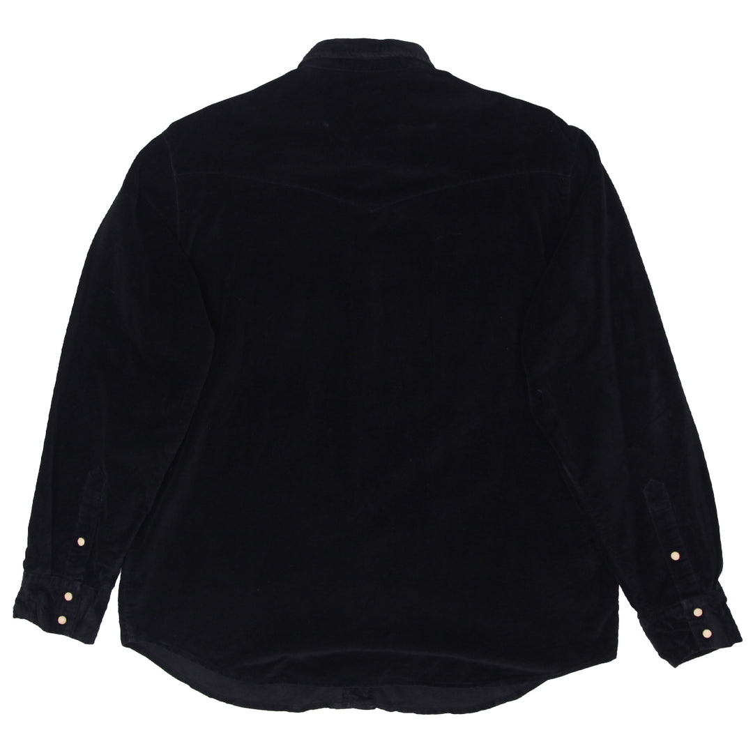 Mens Guess Black Velour Pearl Button Shirt