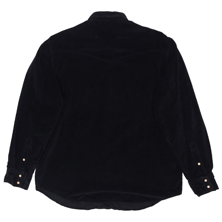 Mens Guess Black Velour Pearl Button Shirt