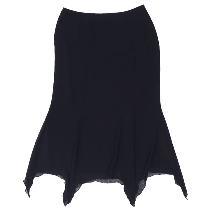 Y2K Asymmetric Black Maxi Skirt