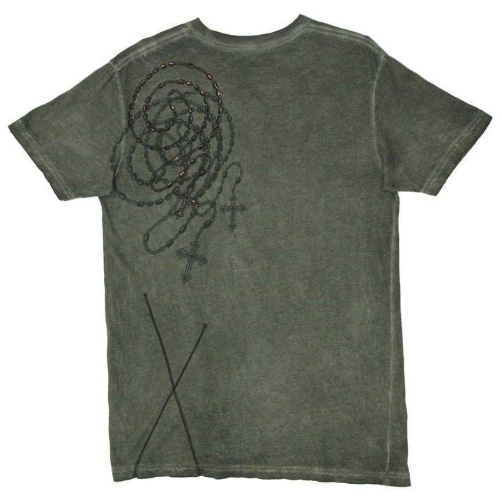 Mens Y2K Affliction Rosary T-Shirt