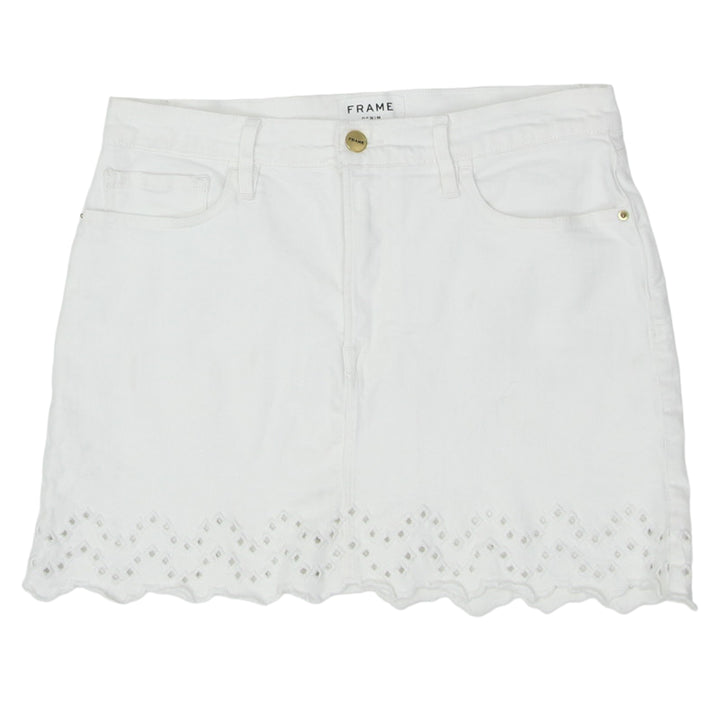 Ladies White Denim Mini Skirt