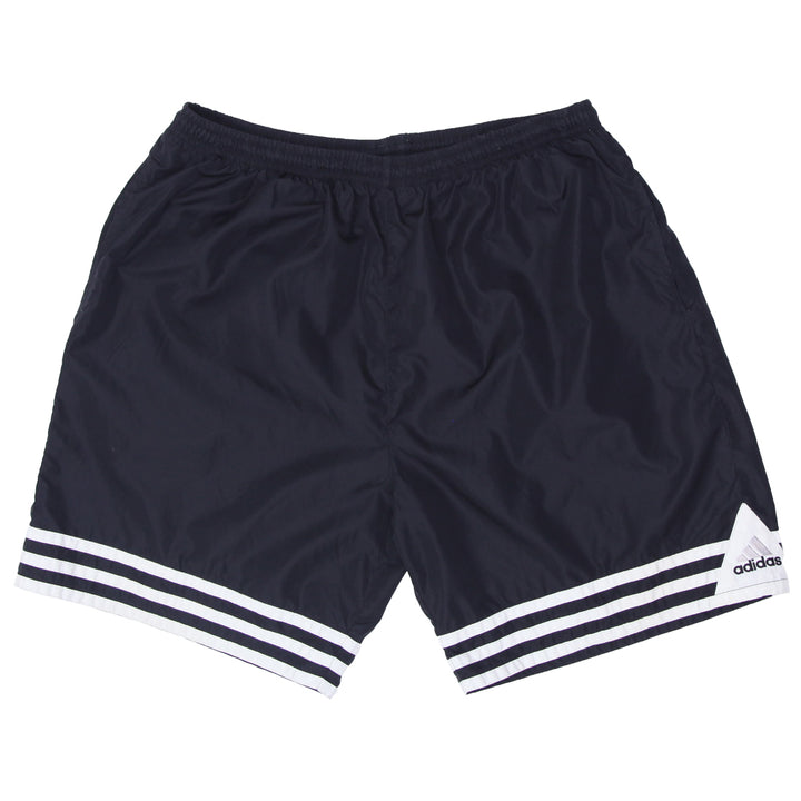 Mens Adidas Embroidered White Stripes Black Nylon Shorts