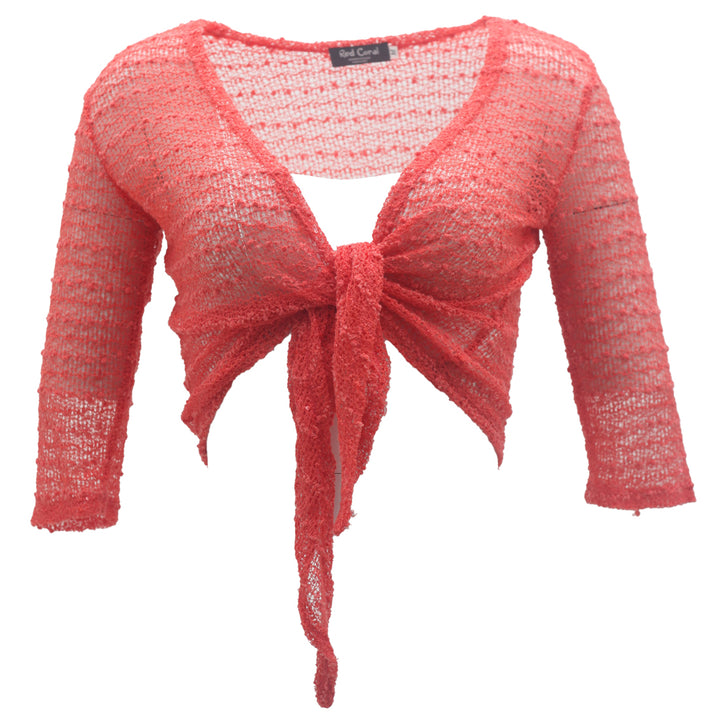 Ladies Red Coral Front Tie Cover Up